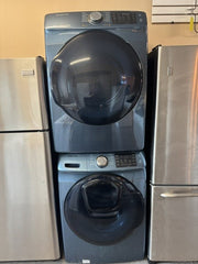 Samsung Stacked Front Load Washer & Dryer Set – Blue Steel Finish – High Efficiency Laundry Center APPLIANCE