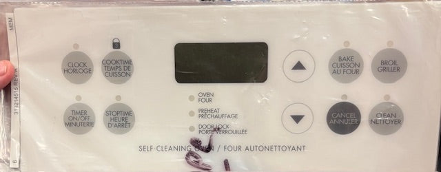 White Stove Range Oven Control Overlay  Part Number 318214515
