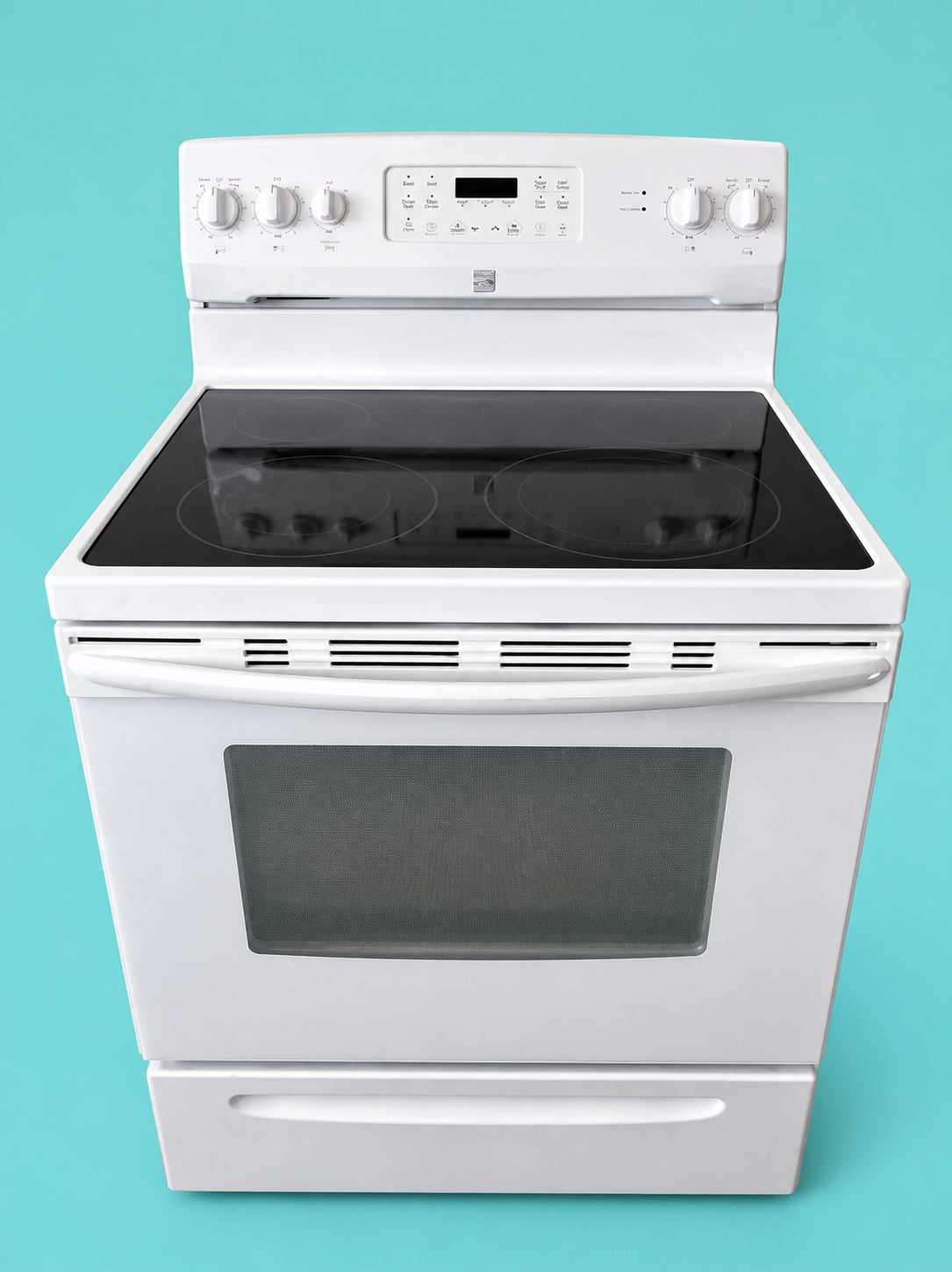 Kenmore White Smooth Top Electric Range with Storage Drawer - Store