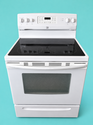 Kenmore White Smooth Top Electric Range with Storage Drawer - Store