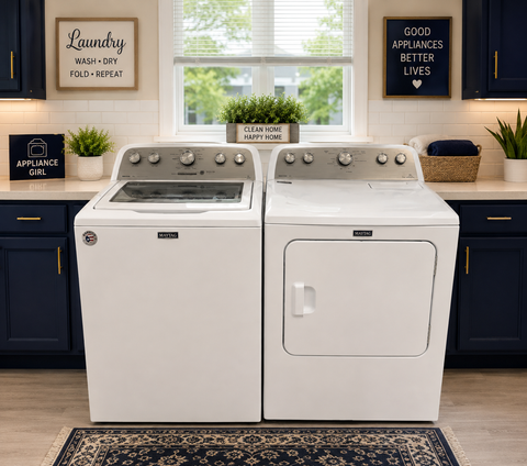 SOLD!  Used Maytag Top Load Washer & Electric Dryer Set – White – Fully Tested