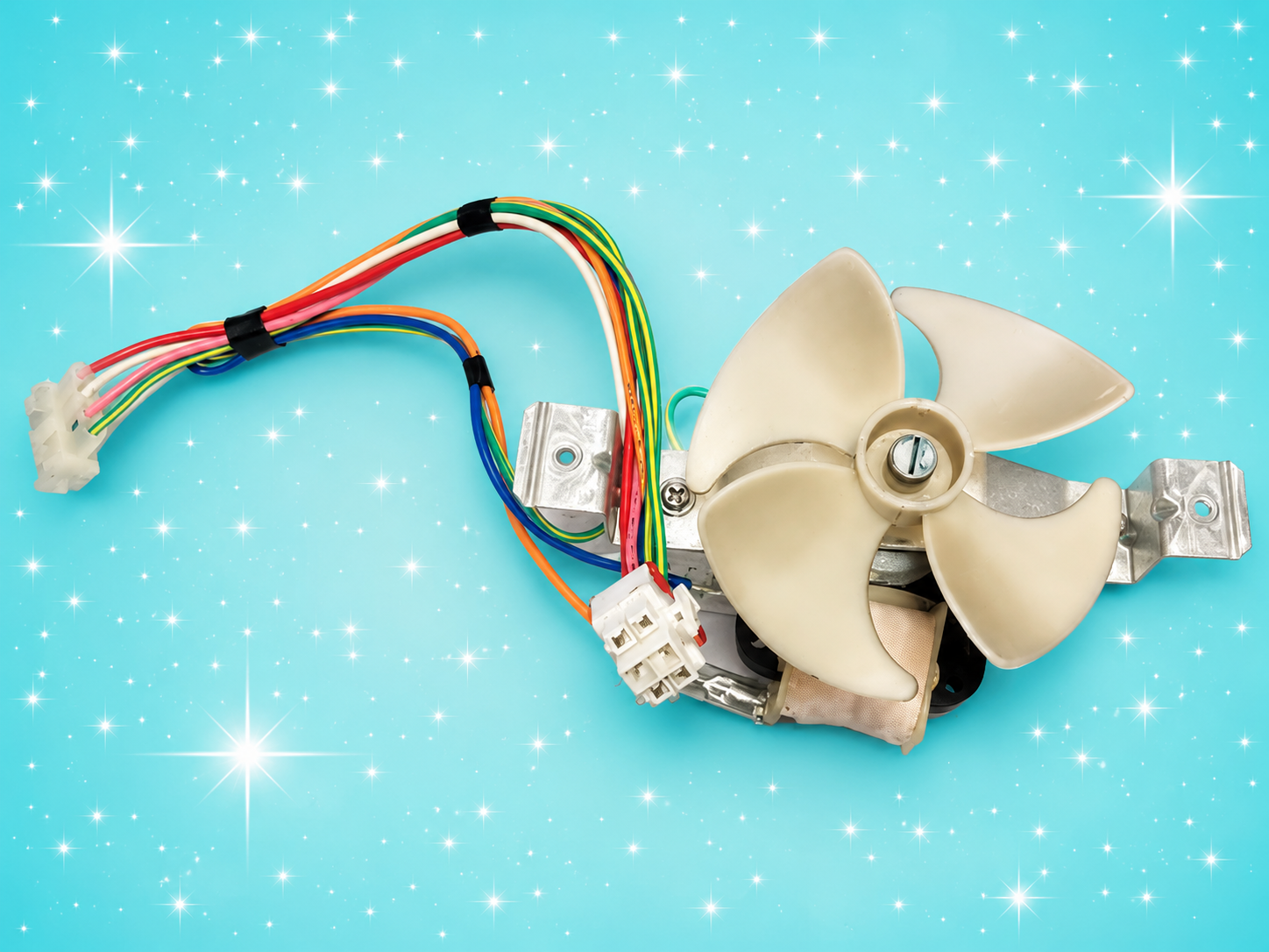 Maytag 63001057 / 63001059 / 63001060 Refrigerator Evaporator Fan Motor Assembly with Fan Blade & Wiring Harness – Used OEM