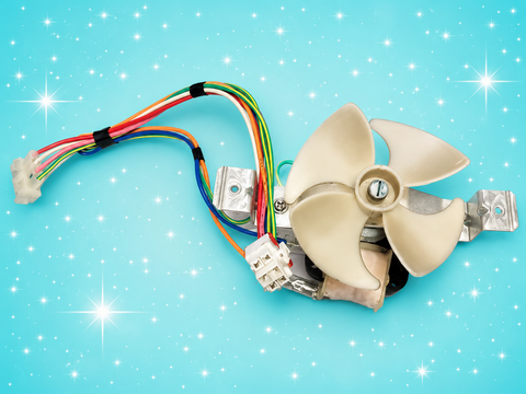 Maytag 63001057 / 63001059 / 63001060 Refrigerator Evaporator Fan Motor Assembly with Fan Blade & Wiring Harness – Used OEM