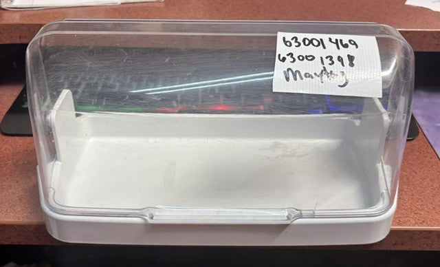 Maytag 63001398 Refrigerator Dairy Compartment Door Shelf Bin with Clear Cover – Genuine OEM – Used