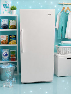 Woods Upright Freezer – White • Spacious Storage • Appliance Girl Approved - STORE