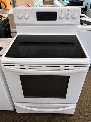 Used KitchenAid 30" Electric Smooth Top Range – White – Glass Cooktop – Tested - Store