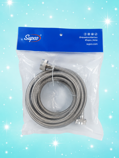 Supco 3806FFSS2 Washer Fill Hose Set – 72" Stainless Steel Braided (2-Pack)