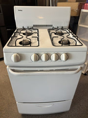 Danby 24" White Apartment Size Gas Range – 4 Burner Stove with Storage Drawer
