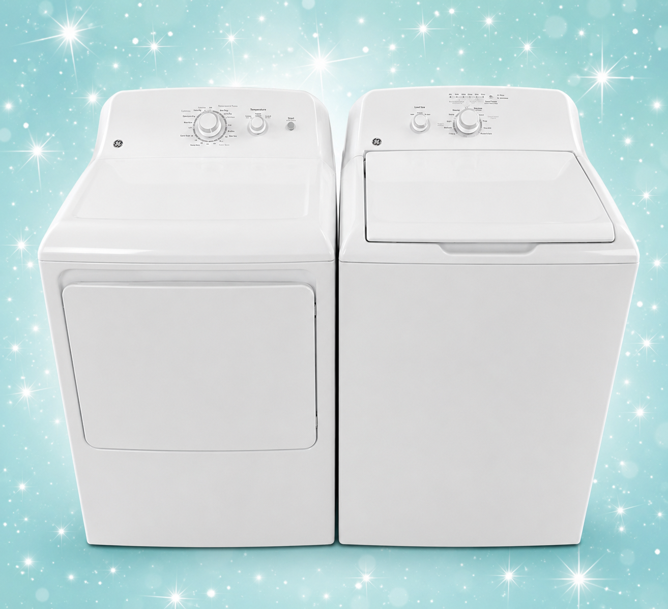 SALE!  GE White Top Load Washer & Dryer Set – Matching Laundry Pair – Large Capacity – Clean & Reliable
