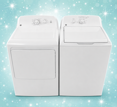 SALE!  GE White Top Load Washer & Dryer Set – Matching Laundry Pair – Large Capacity – Clean & Reliable