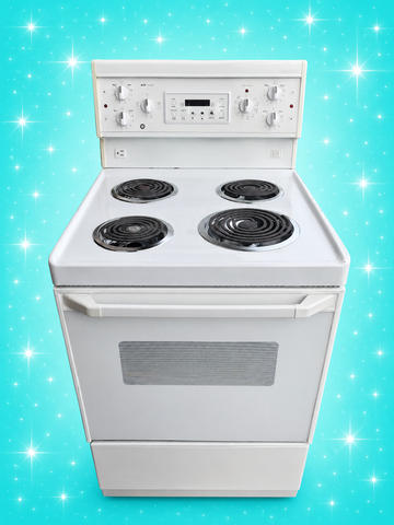 General Electric White Coil Top Electric Range – Classic GE Stove 24 inch Apartment Size