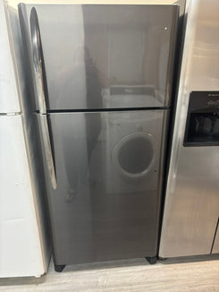 SOLD!   Used Whirlpool Top Freezer Refrigerator – Dark Stainless Steel – Fully Tested