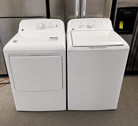 SALE!  GE White Top Load Washer & Dryer Set – Matching Laundry Pair – Large Capacity – Clean & Reliable