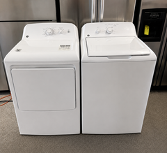 SALE!  GE White Top Load Washer & Dryer Set – Matching Laundry Pair – Large Capacity – Clean & Reliable