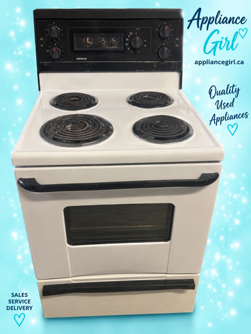 Admiral White Electric Coil Top Range – 4 Burner – Used