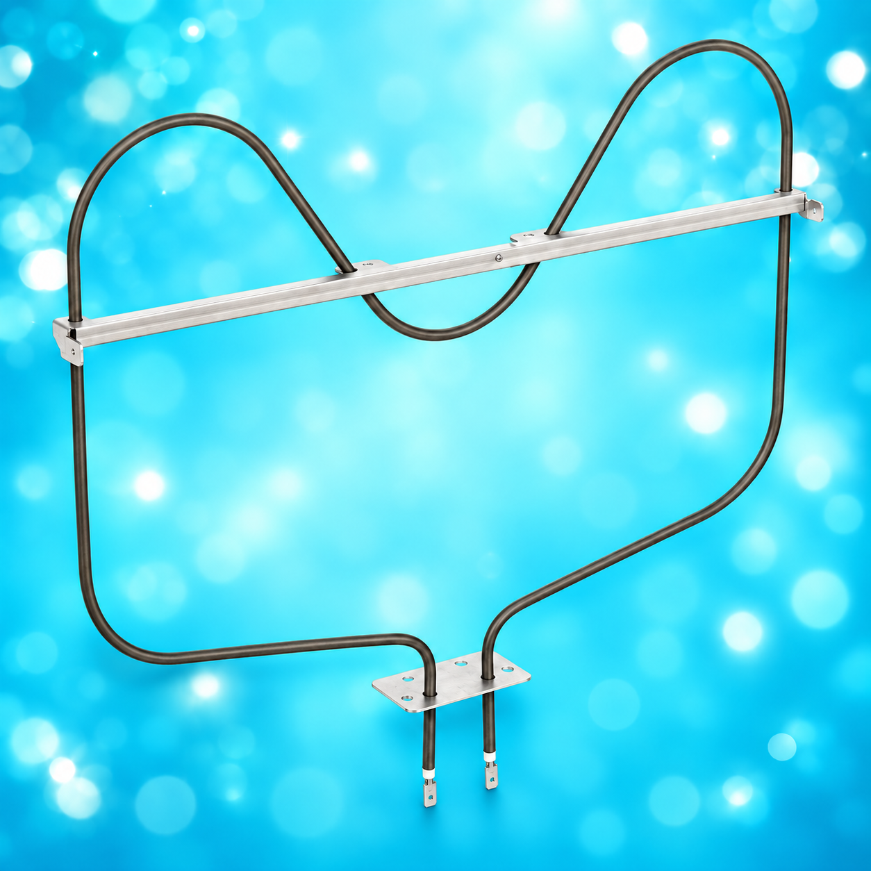 Whirlpool W11182108 bake element on Appliance Girl aqua background — reference illustration