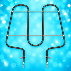 Whirlpool W10856603 broil element on Appliance Girl aqua background — reference illustration