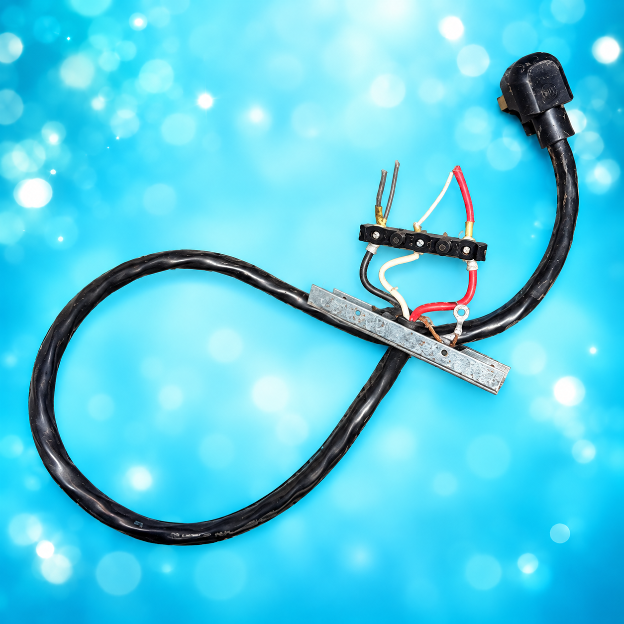 Actual Whirlpool range power cord with aqua background replacement