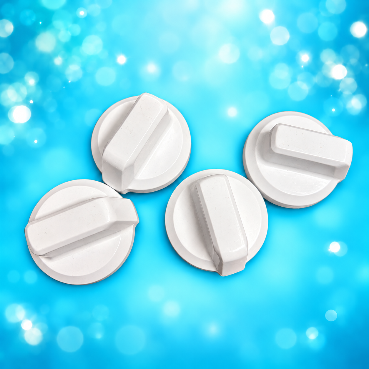 Four Whirlpool knobs with dirt and grease cosmetically retouched; sold individually
