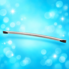 Silver Samsung oven door handle on aqua sparkle background, reference image