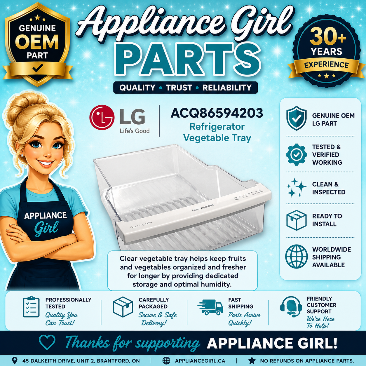 LG AJP73816102 Refrigerator Vegetable Tray Assembly – Used Genuine OEM Crisper Drawer