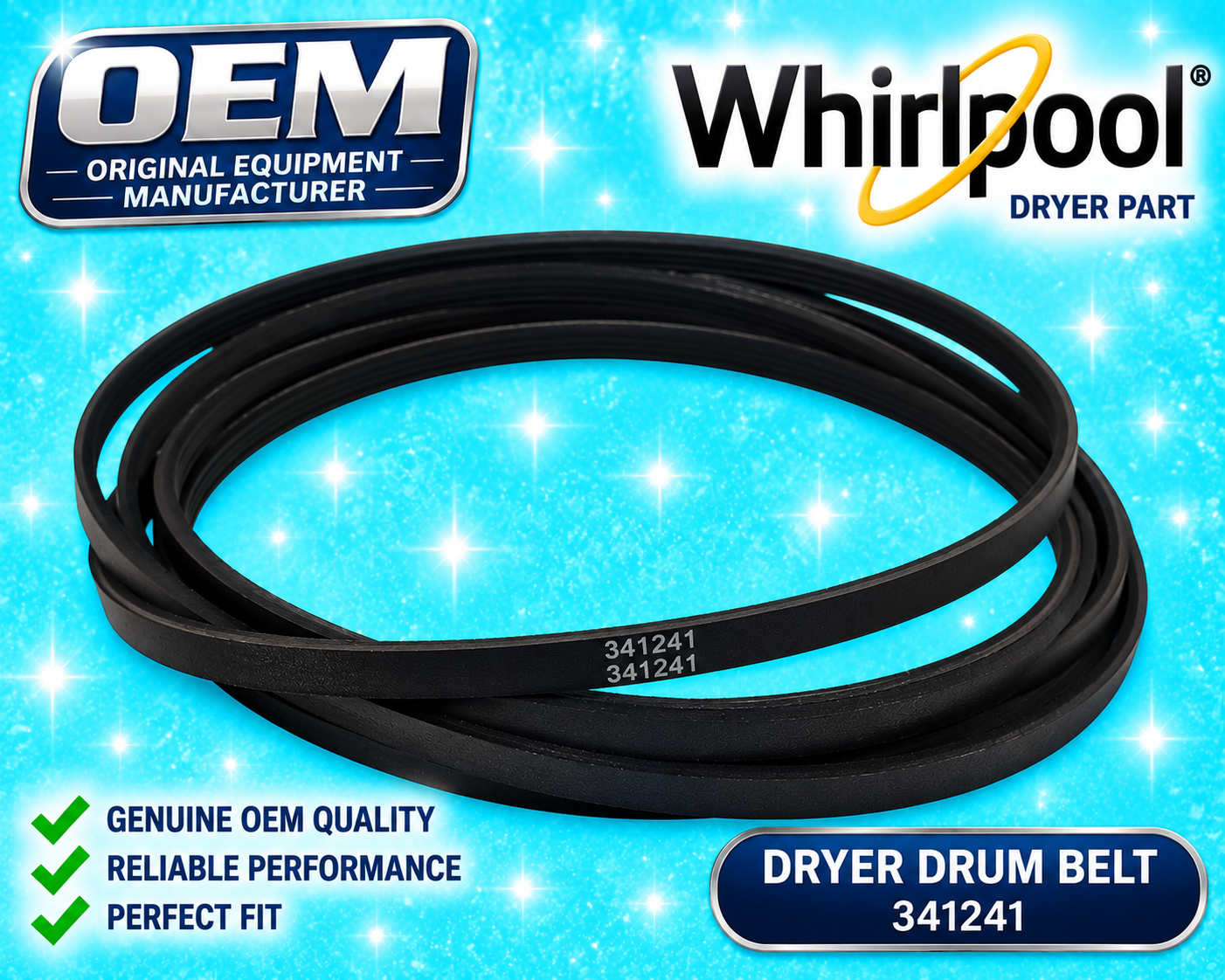 Whirlpool Genuine OEM 341241 Dryer Drum Belt Part