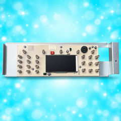 AG-529 Hisense oven touch control and display assembly on aqua sparkle background; edited product photo