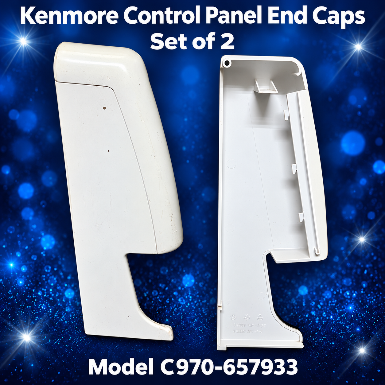 Kenmore C970-657933 control panel end caps set of two, cleaned photo