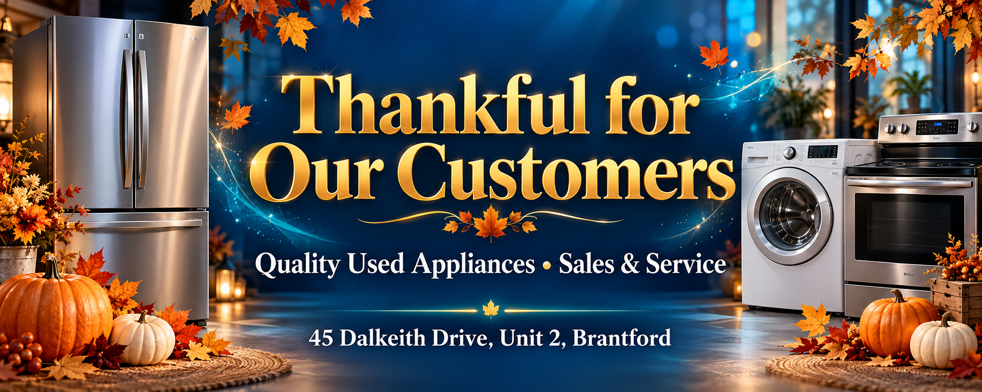 Thankful for Our Customers — Quality Used Appliances, Sales and Service — 45 Dalkeith Drive, Unit 2, Brantford
