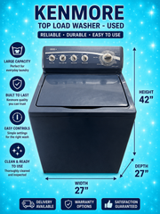 Kenmore Blue Top Load Washer – 27” Wide – Used
