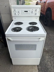 General Electric White Coil Top Electric Range – Classic GE Stove 24 inch Apartment Size