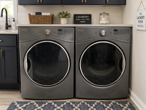 Coming Soon!  Used Whirlpool Front Load Washer & Dryer Set – Metallic Gray – 27" Wide – Fully Tested - store