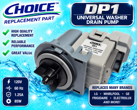 Choice DP1 Universal Washing Machine Drain Pump Motor – 120V – NEW