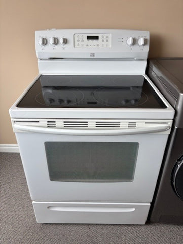 Kenmore White Smooth Top Electric Range with Storage Drawer - Store