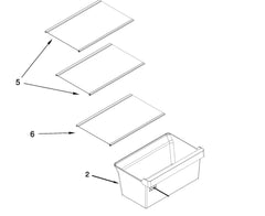 Whirlpool SHELF, GLASS (Replaces: W11248335) W11369033  Refrigerator Glass Shelf NUMBER 5 ON DIAGRAM – Used OEM Part (Copy)