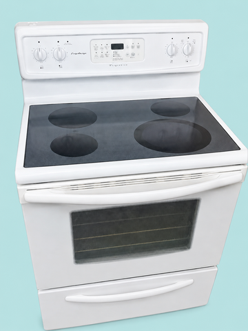 Frigidaire White 30" Smooth Top Electric Range – Ceramic Glass Cooktop – Self-Cleaning Oven