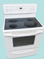 Frigidaire White 30" Smooth Top Electric Range – Ceramic Glass Cooktop – Self-Cleaning Oven