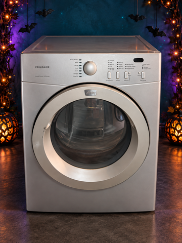Frigidaire Affinity dryer on Halloween background