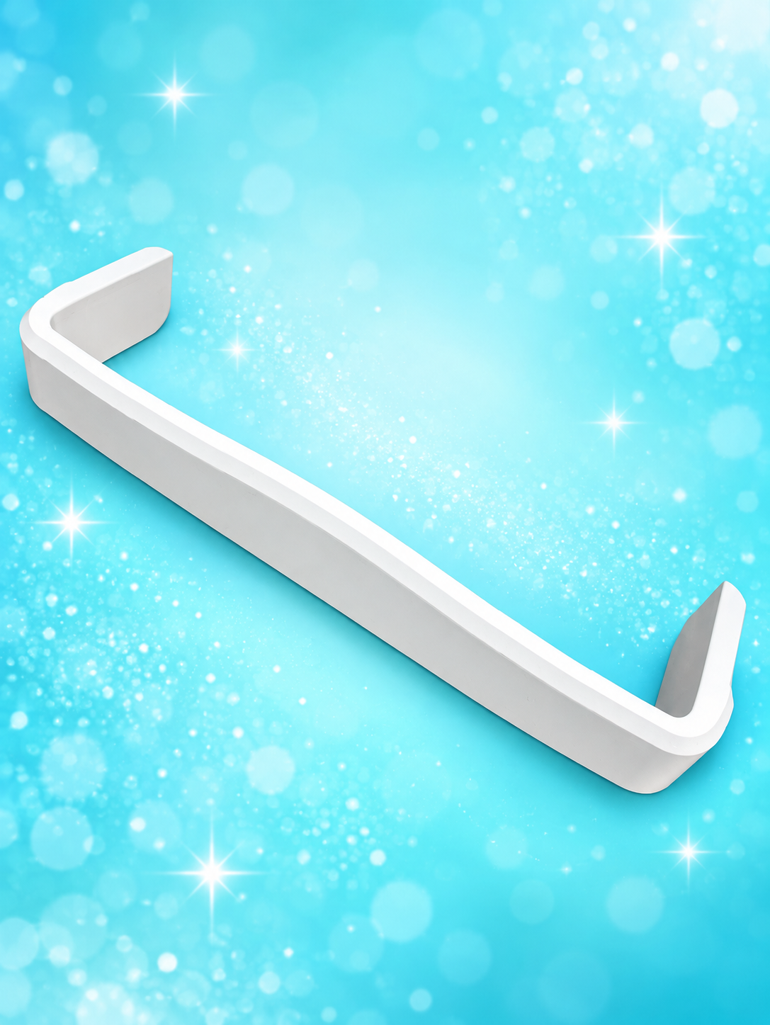 Used GE freezer door shelf bar WR01L04242 on aqua sparkle background