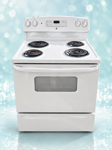 White GE 30-inch electric coil stove – used