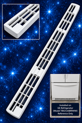 White GE WR74X269 kickplate grille for donor refrigerator TBX21JABRRWW