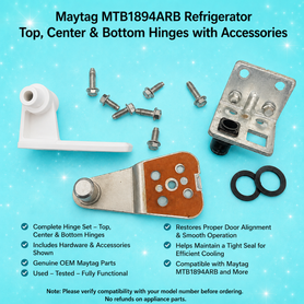 Whirlpool W11191773 HINGE-TOP DOOR, CENTER W11173998, BOTTOM W11580021 – Used OEM Part - 24 inch Fridge