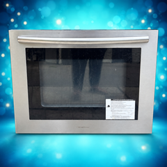 Actual used Hisense HER30F5CSS complete oven door with handle on aqua sparkle background