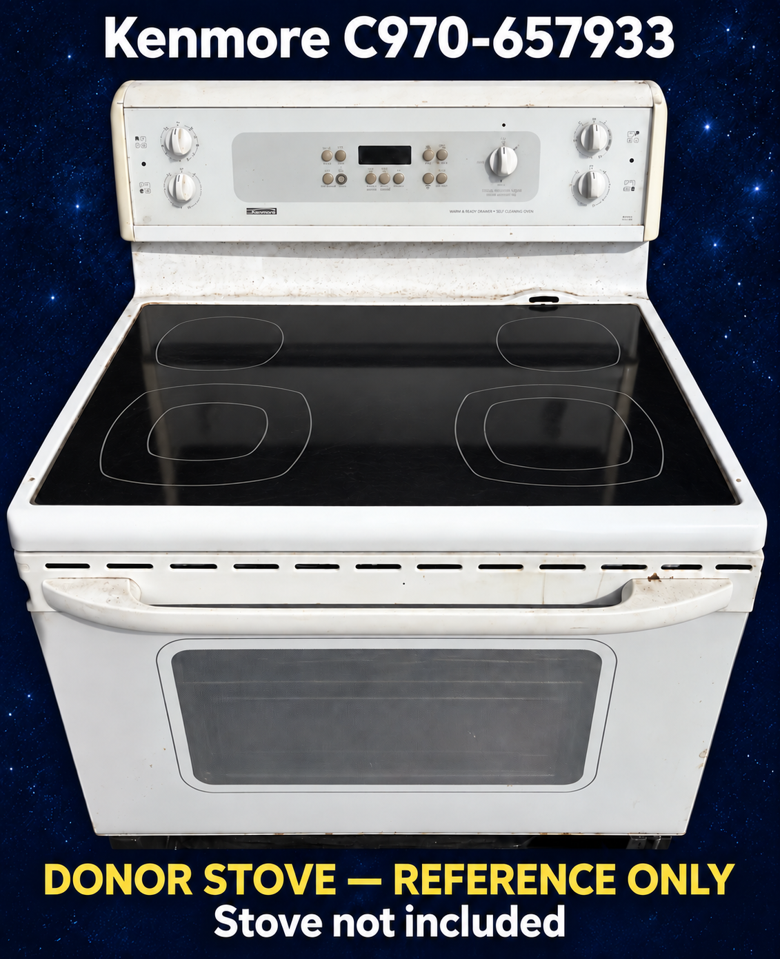 Donor stove reference only; stove not included