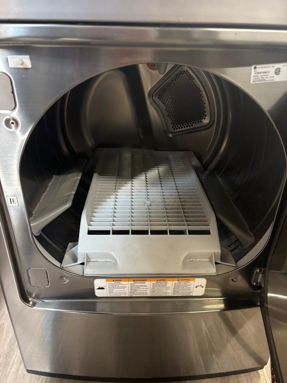 Actual LG dryer drum and removable drying rack