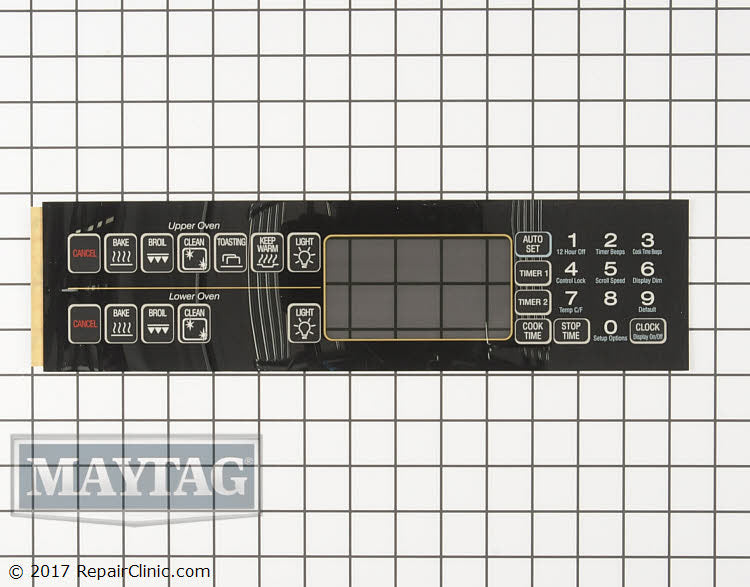 Maytag Range Oven Control Overlay  Part Number 74005469