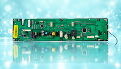 New Samsung DE96-01027F range display module assembly on aqua background