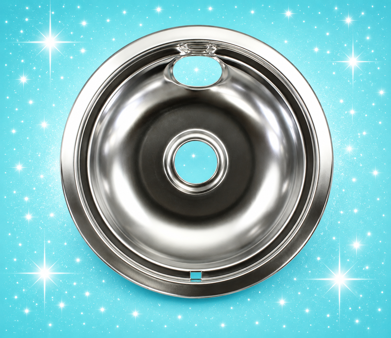 WPW10196406 Whirlpool Stove Drip Bowl - 8" Chrome